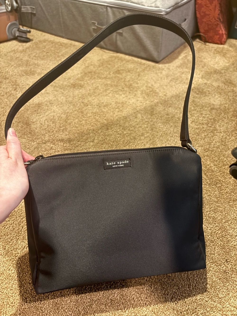 Kate Spade Black Nylon Top-Zip Shoulder Bag Y2K Vintage